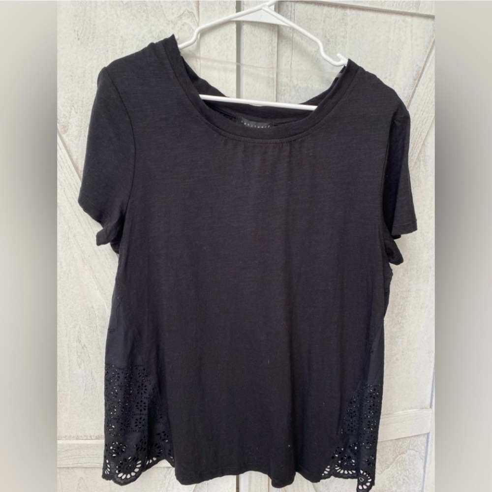 Sanctuary Black Eyelet Lace Peasant Top Women’s Large Boho Whimsigoth New W/Tags
